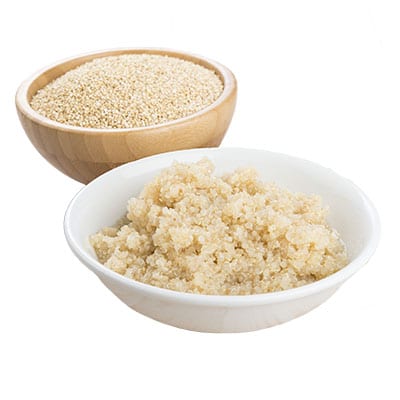 Quinoa, raw and cooked